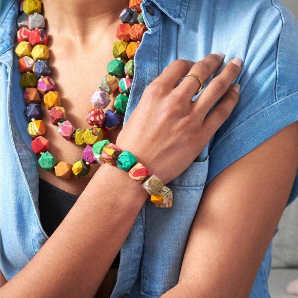 Kantha Polygon Bracelet